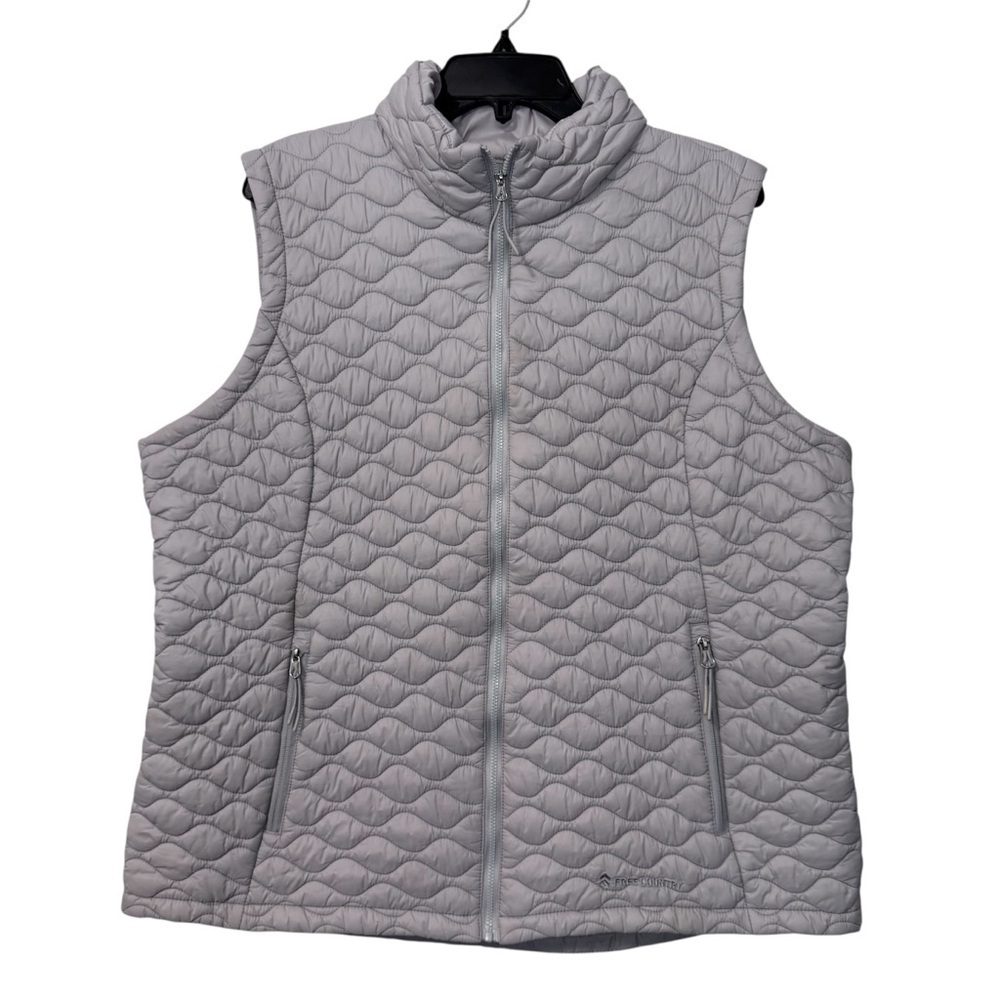 Free Country Women’s XXL Lavender Wavy Quilted Zip Up Vest Pockets